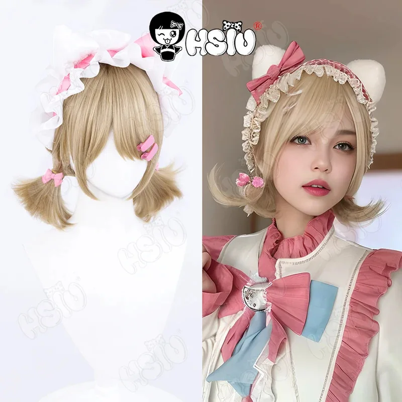 

Lisa Beck cosplay Wig Game Identity V Cosplay Wig HSIU 35cm Short flax gold hair Synthetic Wig+Wig Cap Emma Woods Cosplay Wig