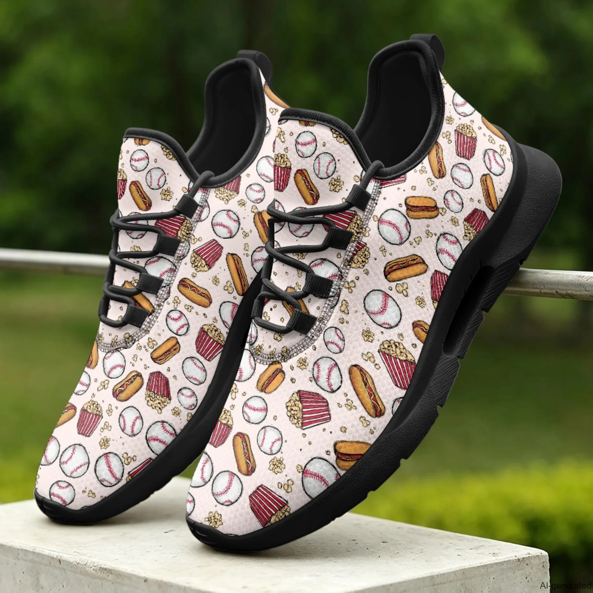 XIXIRIMIDO Lace-up Casual Shoes Men's Sneakers Breathable Mesh Walking Shoes Baseball Print Women's Fashion Shoes 35-48