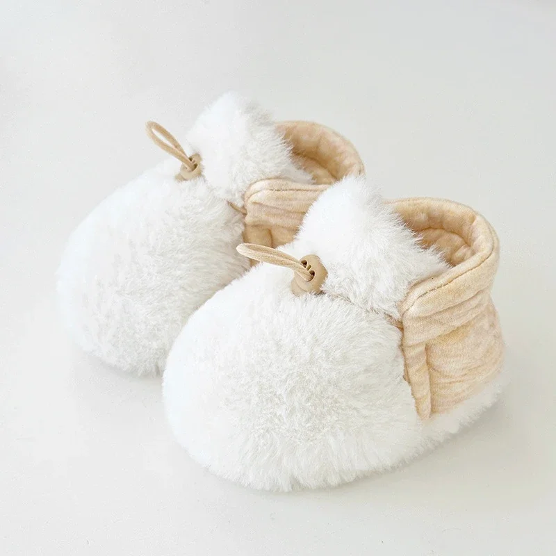 Winter Baby Shoes 6-12 Months Non-Slip Soft Sole Booties Anti-Drop Fuzzy Socks 0-1 Year First Walkers