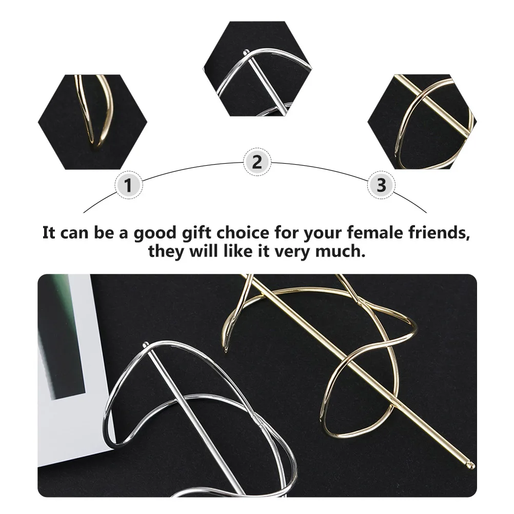 

2pcs Metal Bun Clips High Polished Hair Bun Holder Irregular Shape Vintage Design Styling Accessory Hair Cuff Holder