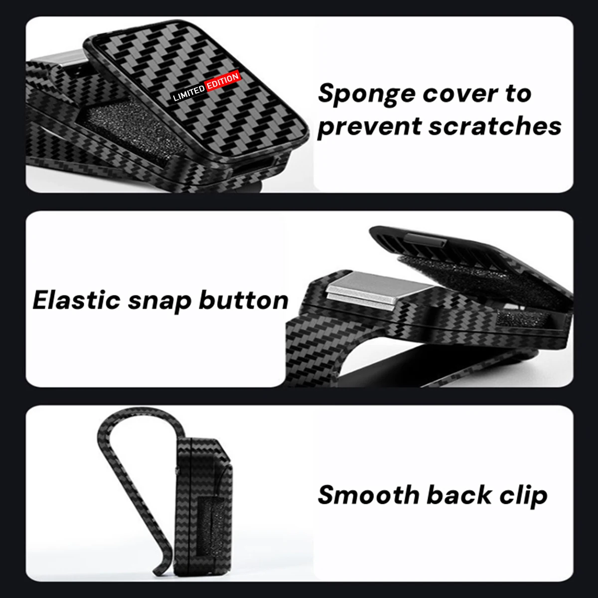 1 قطعة ألياف الكربون نمط سيارة الشمس قناع نظارات حامل كليب لتويوتا لكزس نيسان شيفروليه هيونداي كيا اكسسوارات السيارات الداخلية