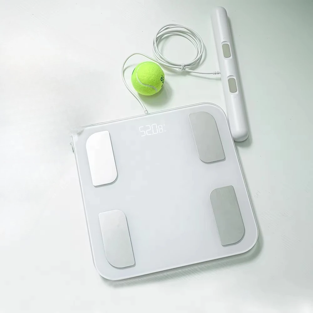 For FG2001WB Electronic Measure Digital Weighting Home 8 Electrode Smart Body Fat Scale Hand-bar LED Display Battery Powered