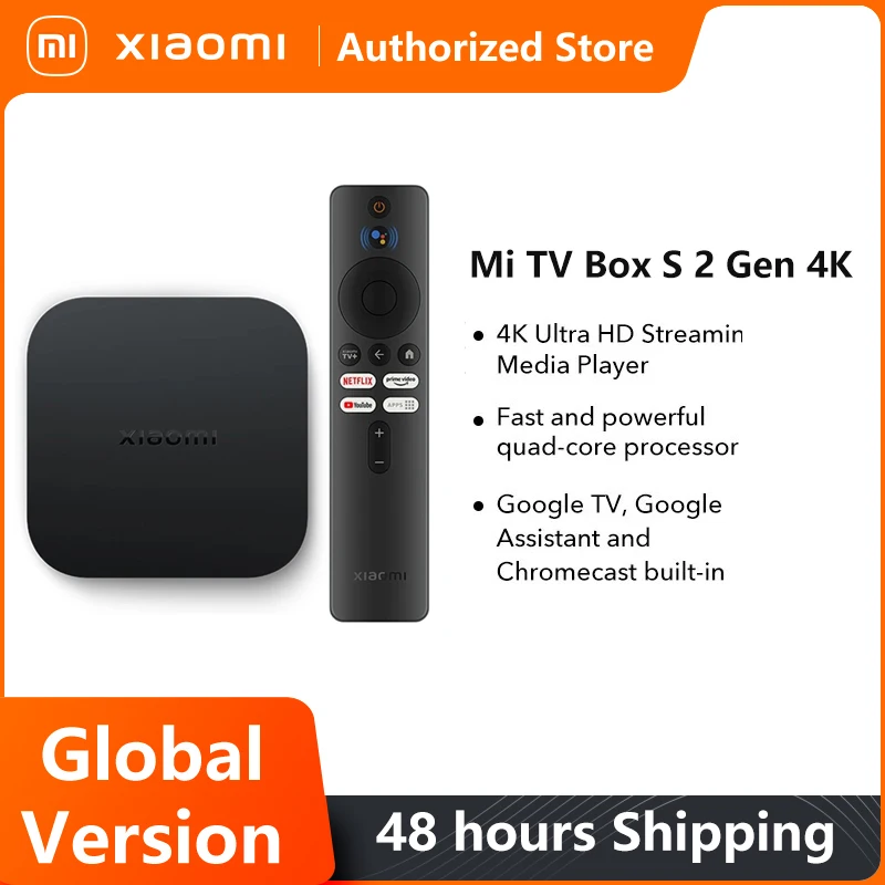 Xiaomi TV Box S 2-го поколения 4K Ultra HD HDR10+ TV Play Box Потоковое медиаплеер Google TV Box WiFi Bluetooth 5.2 Dolby Vision