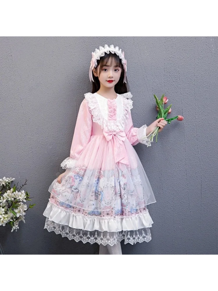 Girls\' Genuine Princess Autumn Long-Sleeved Pettiskirt New Style Fashionable Lolita Dress for Women