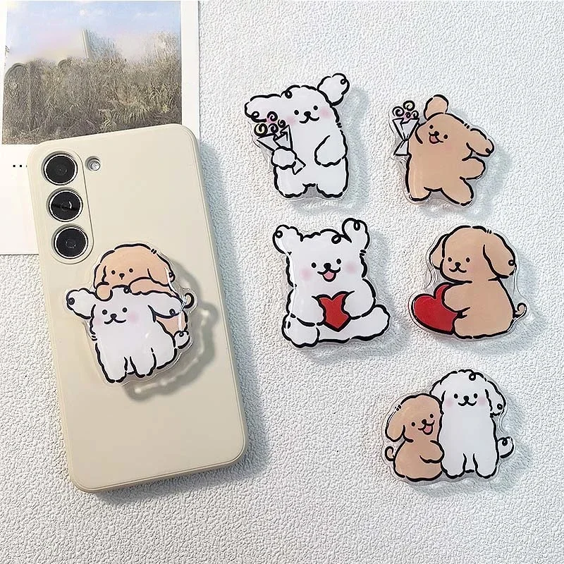 Korean Cute Cartoon Puppy Grip Tok Phone Holder Stand Griptok For iPhone 16  Samsung Universal Phone Accessories Finger Bracket