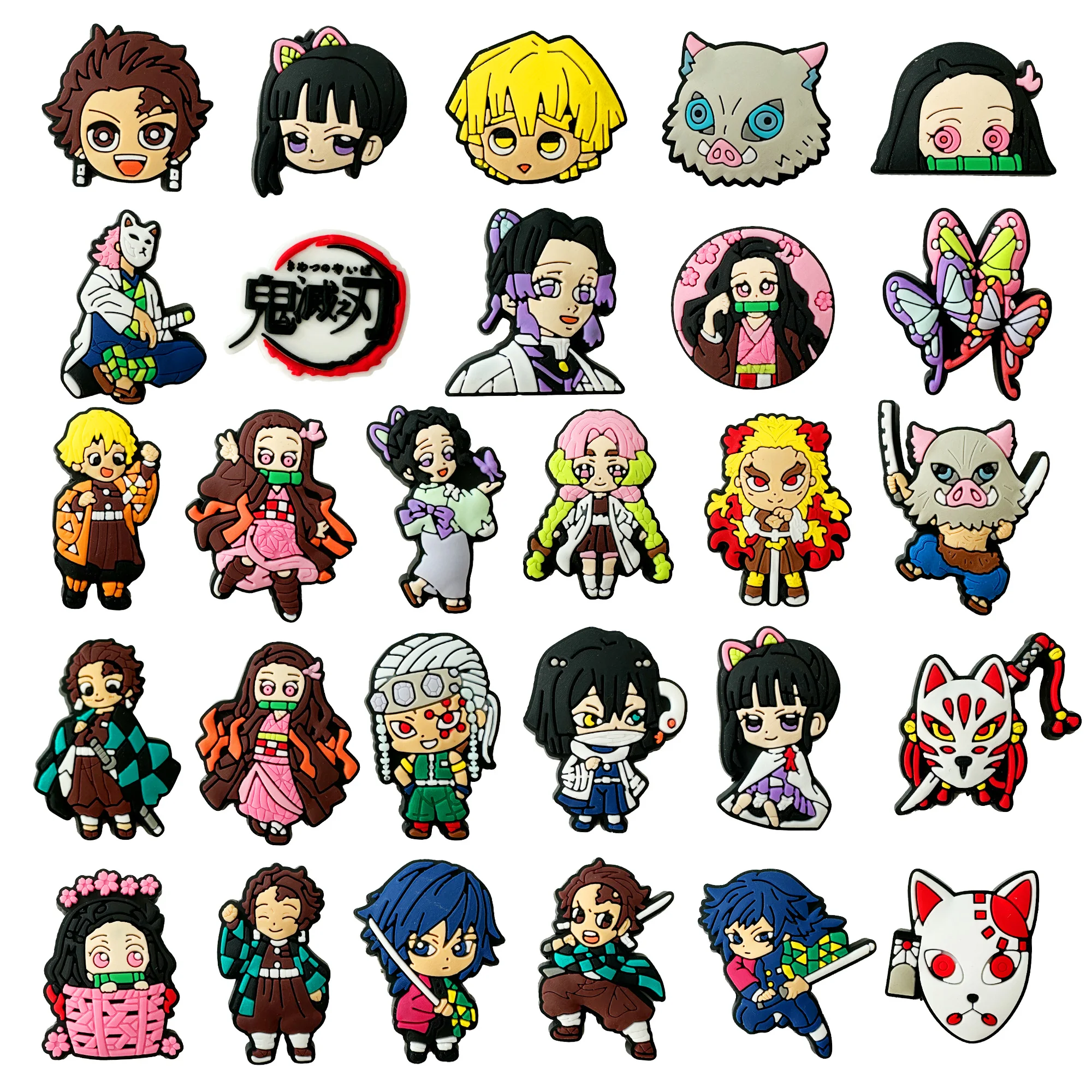 1/28pcs Demon Slayer PVC Shoe Charms Cartoon Anime Sandal Decorations for Kids Boys Party Favors Gifts