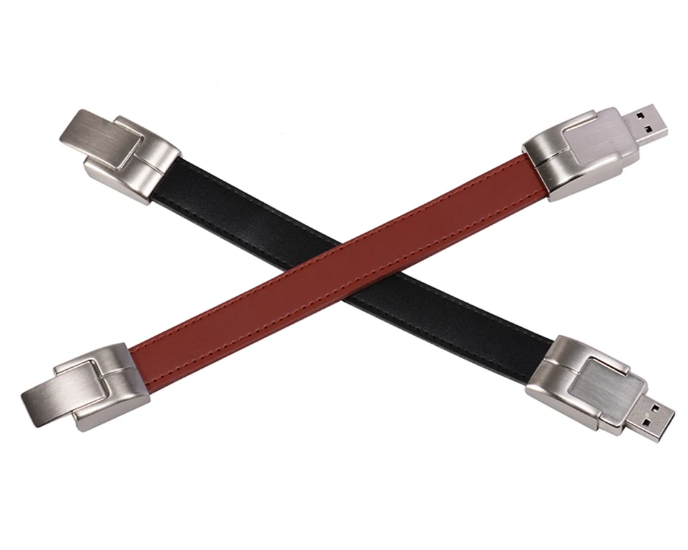 Leather USB Flash Drive Multifunctional Creative Business Pen Drive Magnetic Buckle Bracelet Memory Stick For Laptop USB Stick