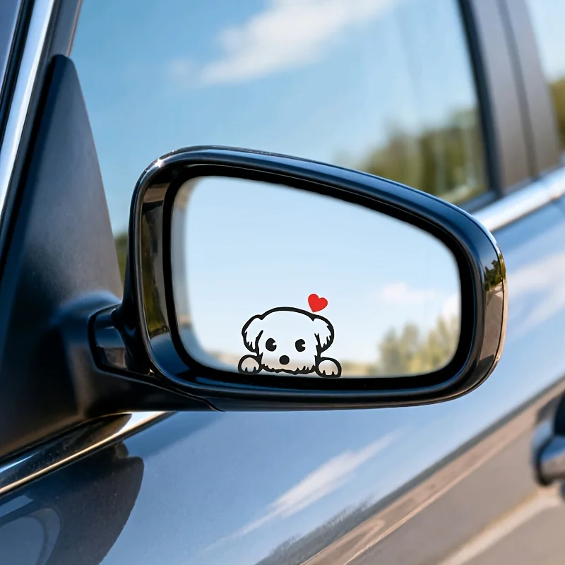 2PCS Cute Cartoon Dog Fun Vinyl Sticker Decal For Car SUV Motorcycle Window Wall Rearview Mirror Auto Interior Decor Accessories view 3