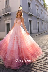 Lucy Wedding Party Fluffy Layered Backless Ball Gown Mesh Graduation Dress Galas Dresses Prom Women 2024 Luxury Evening 2024