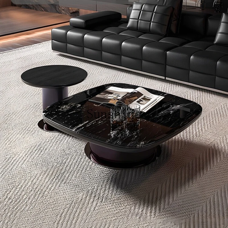 

Italian minimalist living room household small apartment simple luxury stone coffee table combination