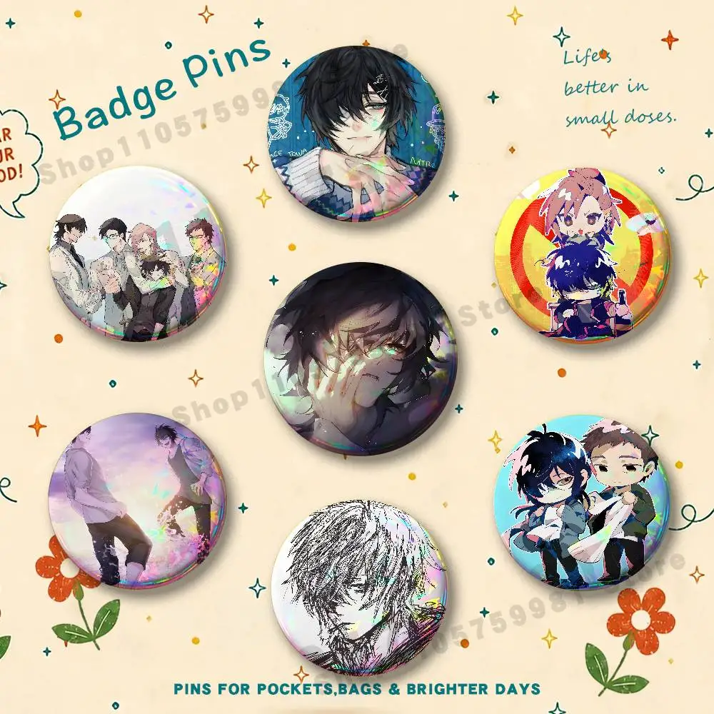 S-Slow D-Damage Anime Towa Rei Madarame Enamel Pins Badge Round Brooch for Backpack Decor Accessories 25/32/44/58/75mm