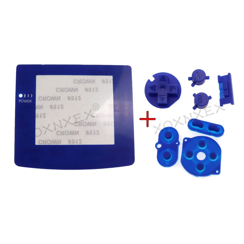 1 セットカラフルなプラスチックスクリーンレンズ Nintend ゲームボーイカラー GBC スクリーンレンズ & ゴム導電性接着剤と DIY ボタンセット