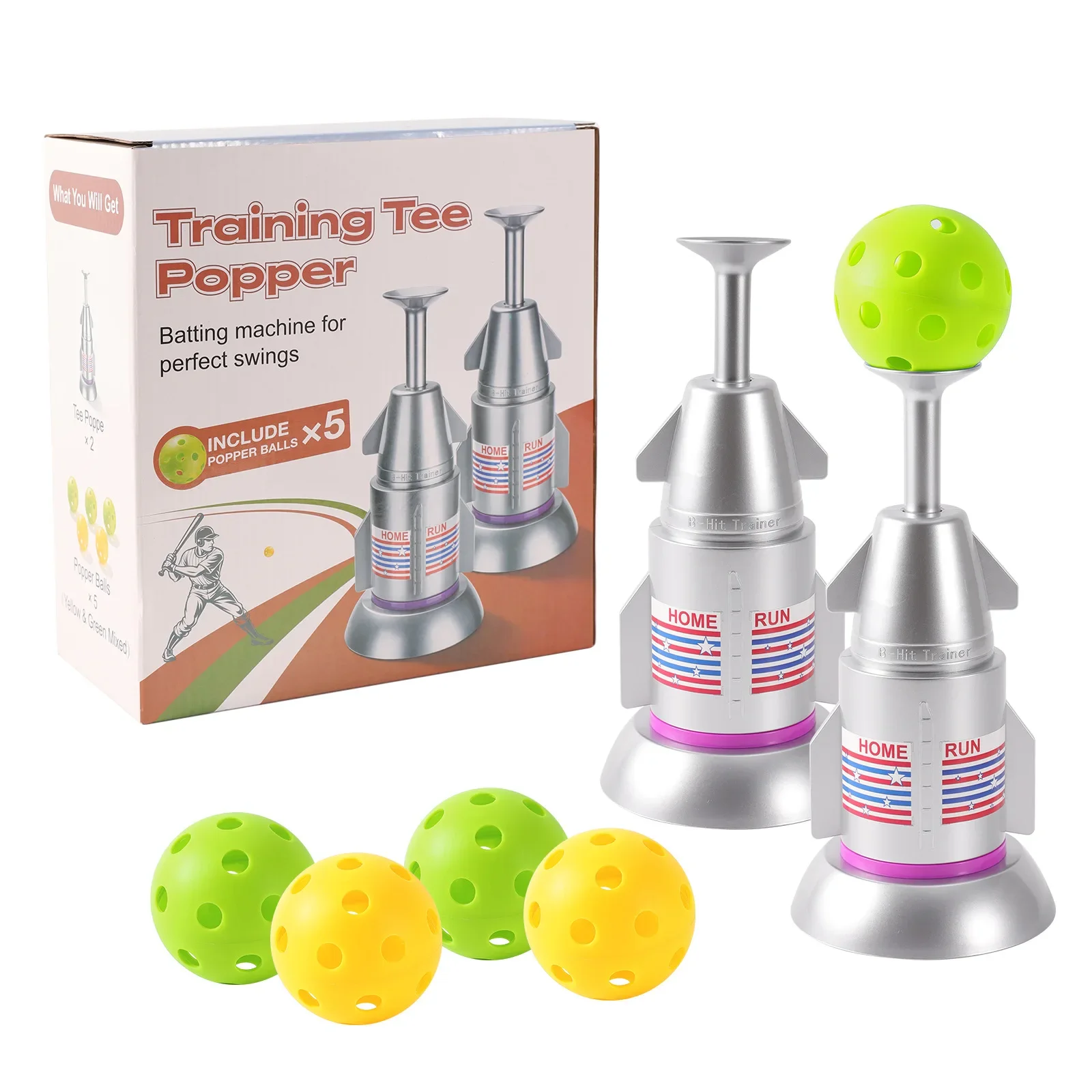 Baseball Hitting Trainer Tee Popper Batting Training Equipment No Pitcher Solo Hitting Power Practice for Baseball Softball