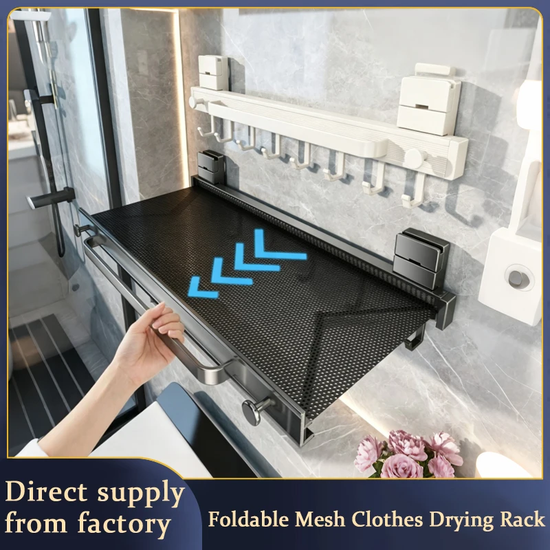 Versatile Compact Wall Mounted Foldable Retractable Drying Rack No Drill For Bathroom Laundry Sink Socks Shoes And Towels