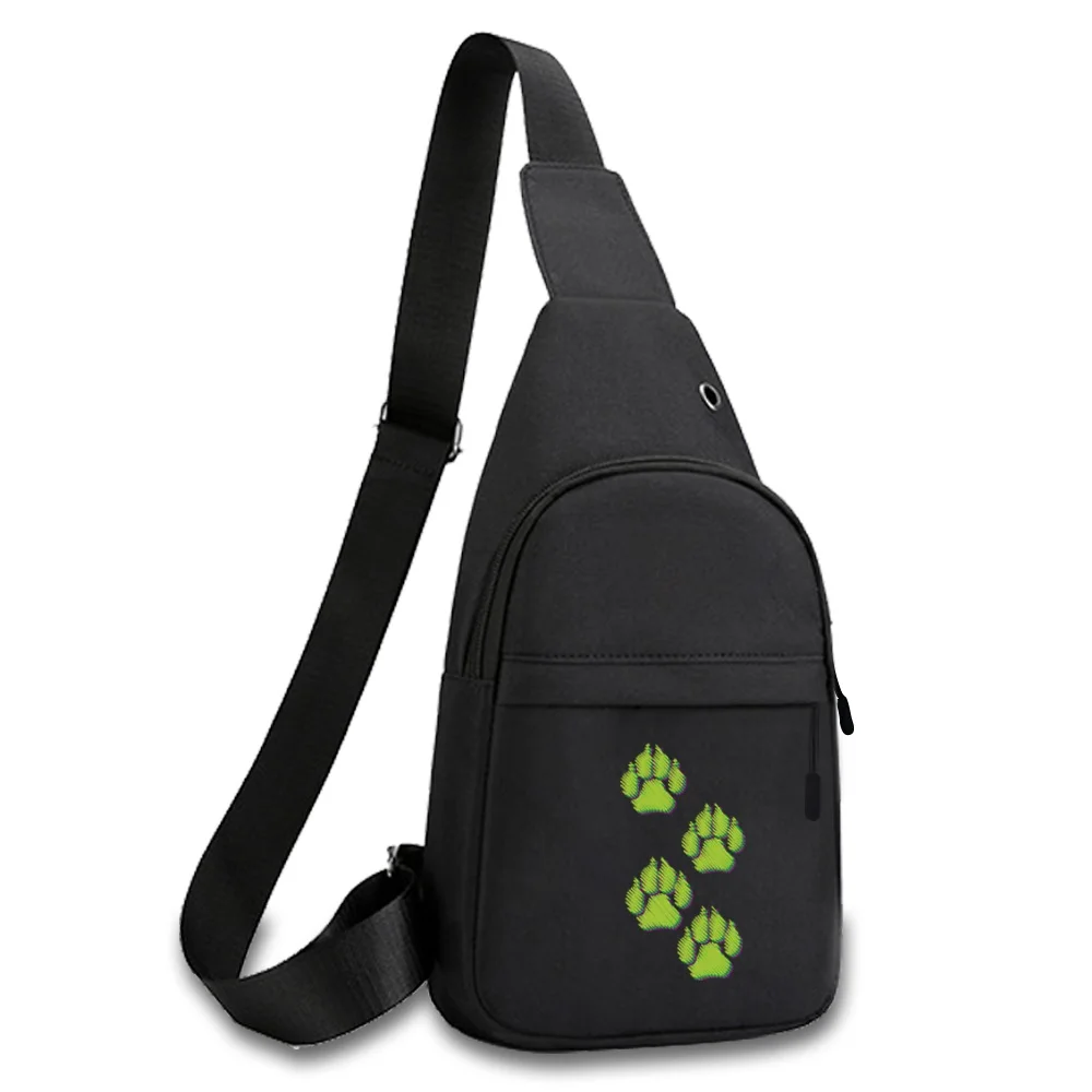 2022 tendência saco de peito para homens lona esporte crossbody bolsa de ombro cão pegadas padrão impresso saco de peito do telefone móvel