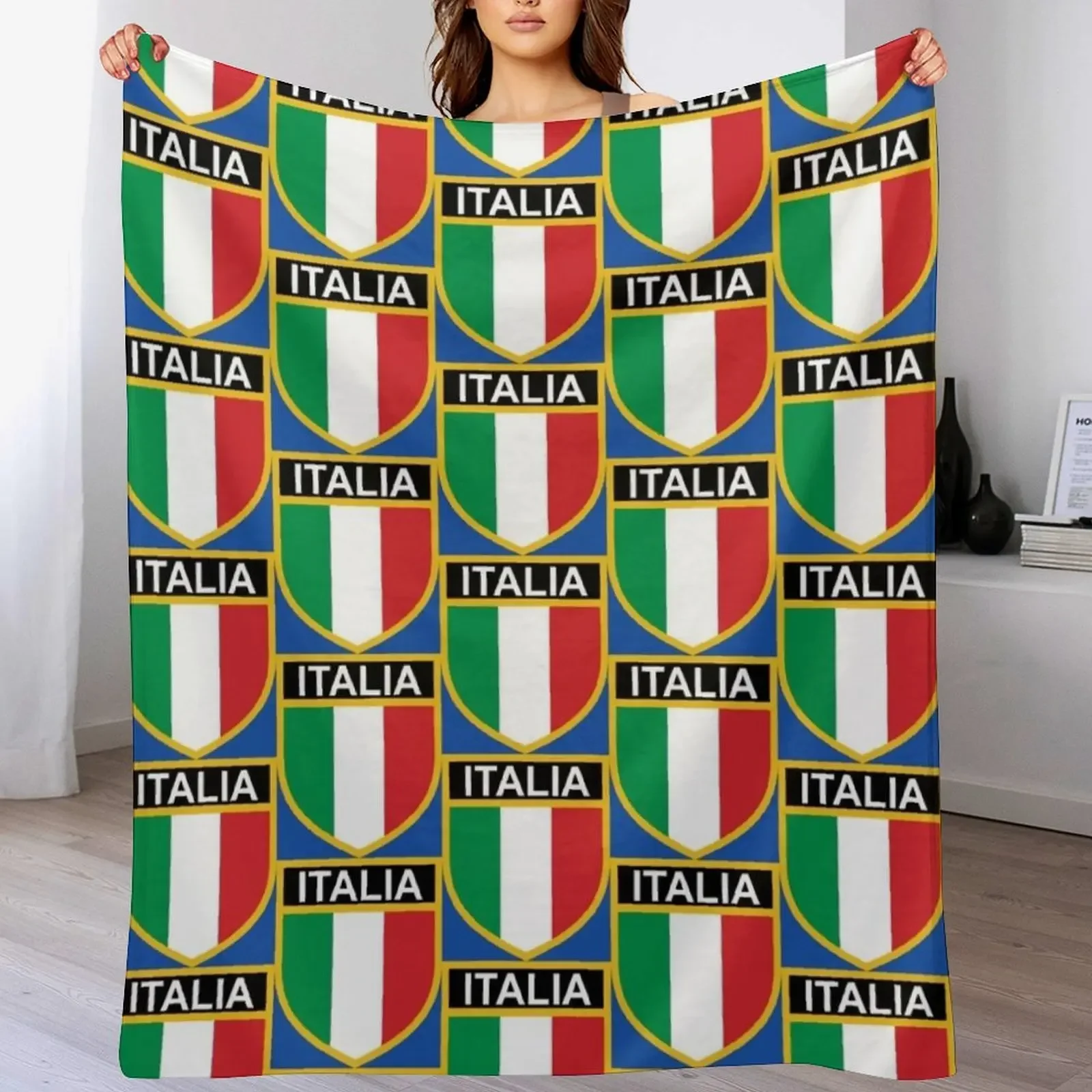 

ITALIA Italy Italian Flag Tricolore Scudetto Throw Blanket Flannel Fabric valentine gift ideas Stuffeds Thins Blankets