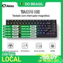Akko tac75 he teclado mecânico 75% interruptor magnético gatilho rápido 0.005mm argb 8k taxa de pesquisa com fio teclado de jogos personalizado