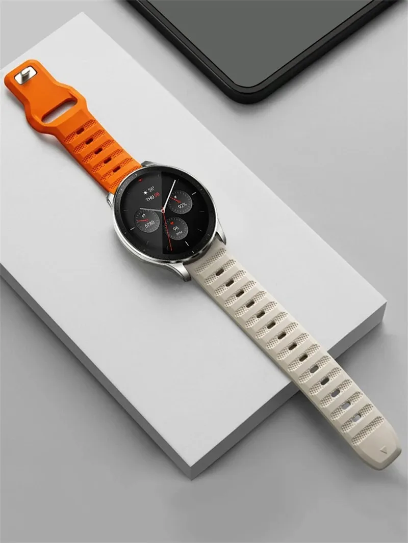 22/20mm Silikonarmband für Amazfit Helio/Bip 5 6 Atmungsaktives Armband für Samsung Galaxy Watch 7/6/5/4 Huawei Watch 5 GT6-5-4 Pro