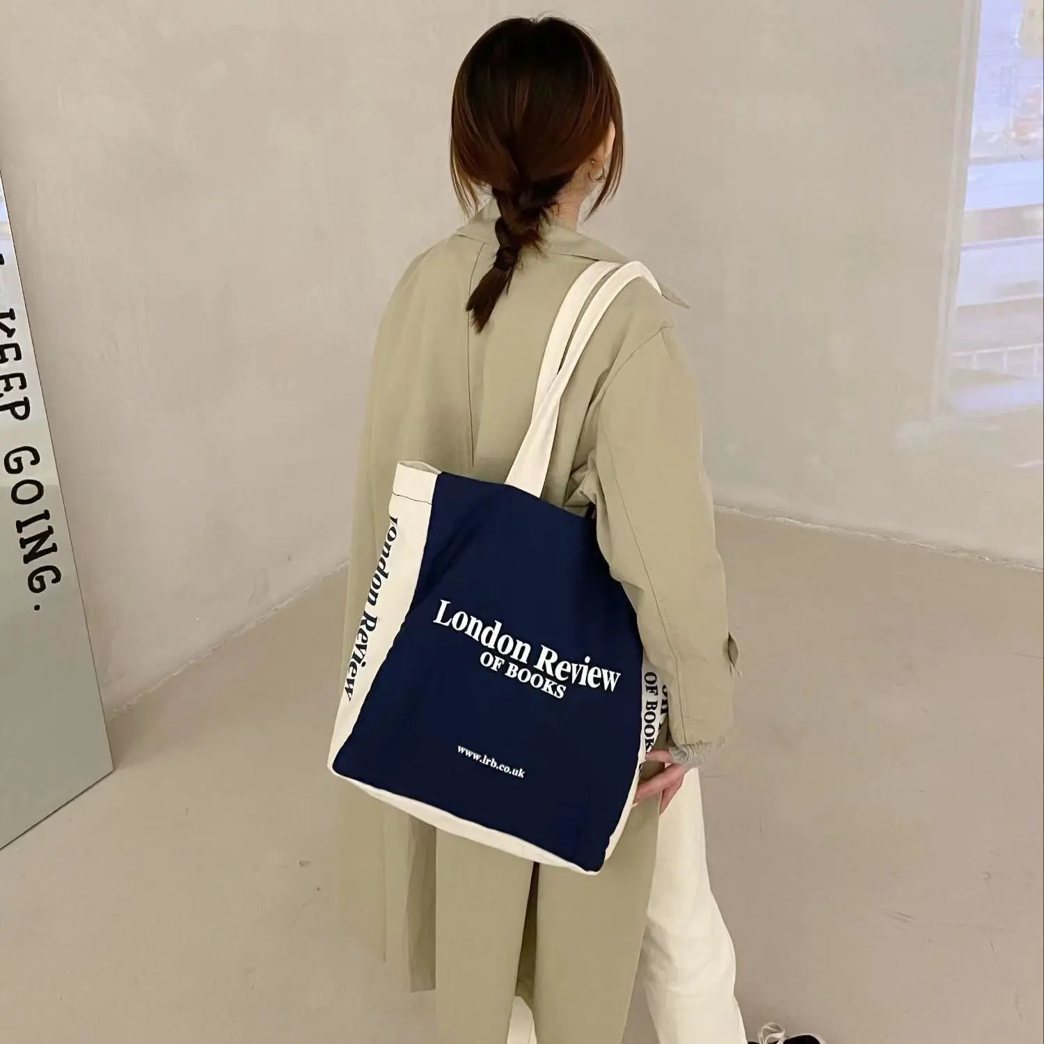 Women Canvas Shoulder Bag London Books DUANT Books Ladies Casual Handbag Tote Bag Large Capacity Cotton Shopping Beach Bag