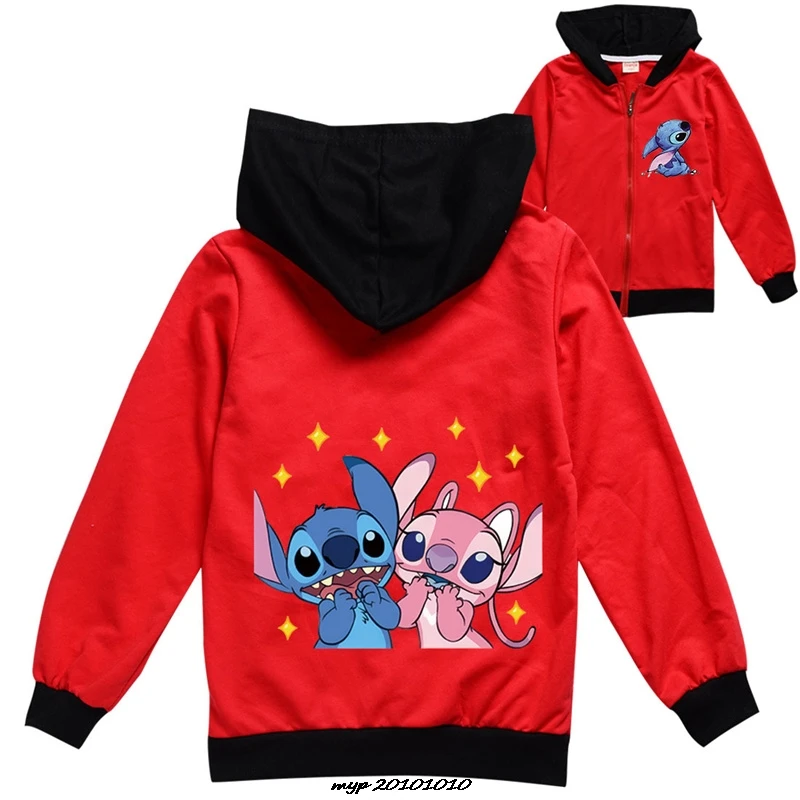 Lilo And Stitch Girls Hoodies for Kids Sweatshirt Baby Boys Zipper Jackets Coat Children\'s Windbreaker Outerwear