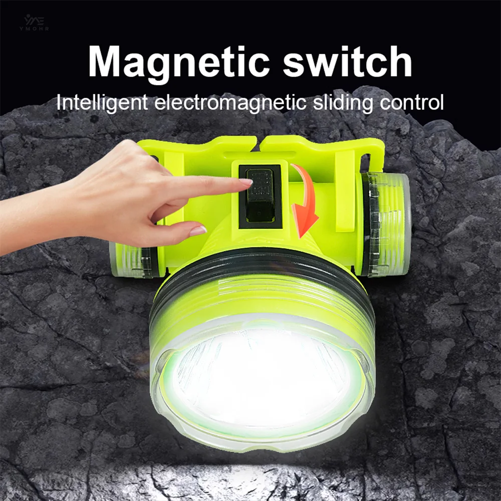 IP68 مقاوم للماء الغوص رئيس مصباح يدوي USB قابلة للشحن الغوص رئيس ضوء المبتدئين عدة ليلا الغوص كهف Freediving هدية #4