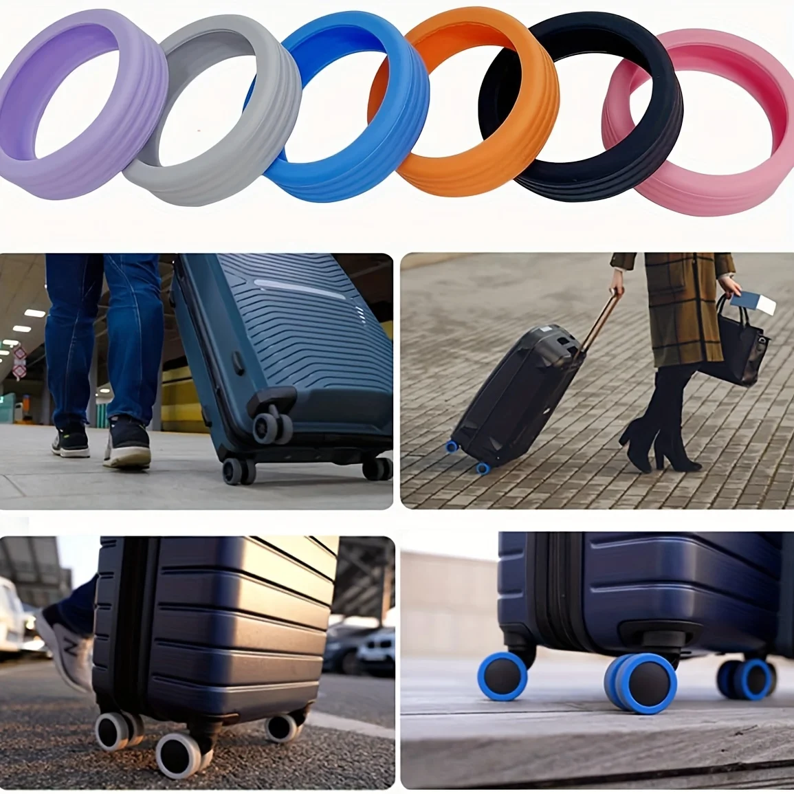

Luggage Wheel Cover, Silicone Trolley Case Silent Caster Cover, Office Wheelchair Cover - Universal Noise Cancelling Wheel Cover