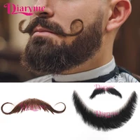 Barba falsa, barba de pantera, cabello humano realista, encaje de ganchillo hecho a mano, bigote falso Invisible para Halloween, vestido de hombres Makeu