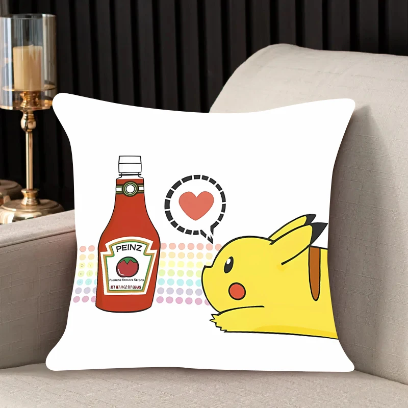 

home decor Pillow Cover Pikachu iving room bedroomo office car 45x45 Dakimakura Throw Pillows Square Pillowcase Cute Home Decor