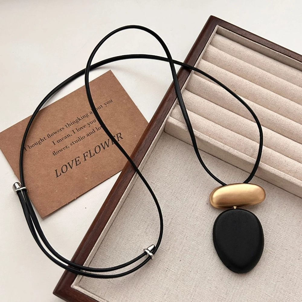 Natürliche Holz Metall Pullover Kette Spleißen Einstellbare Halsketten Frauen Licht Luxus High-end-Lange Halskette Mode Schmuck – Detail 6