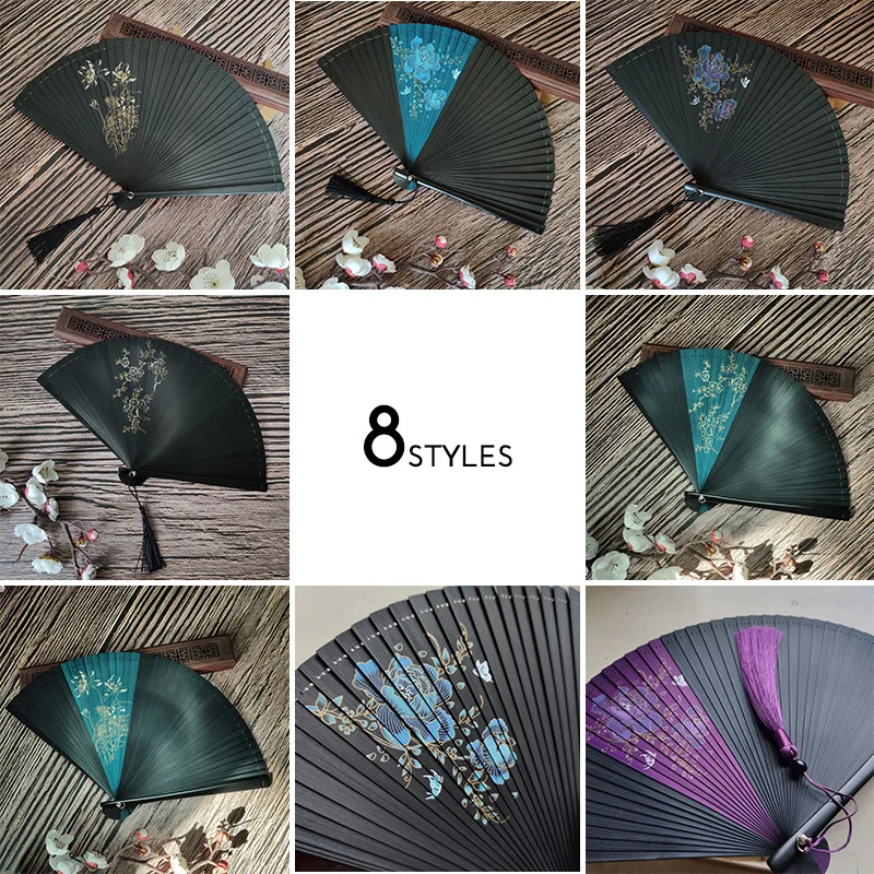 Classical Japanese Style Bamboo Fan Classical Hollow Female Folding Hand Fan Vintage Style Art Craft Gift Home Decor Ornaments