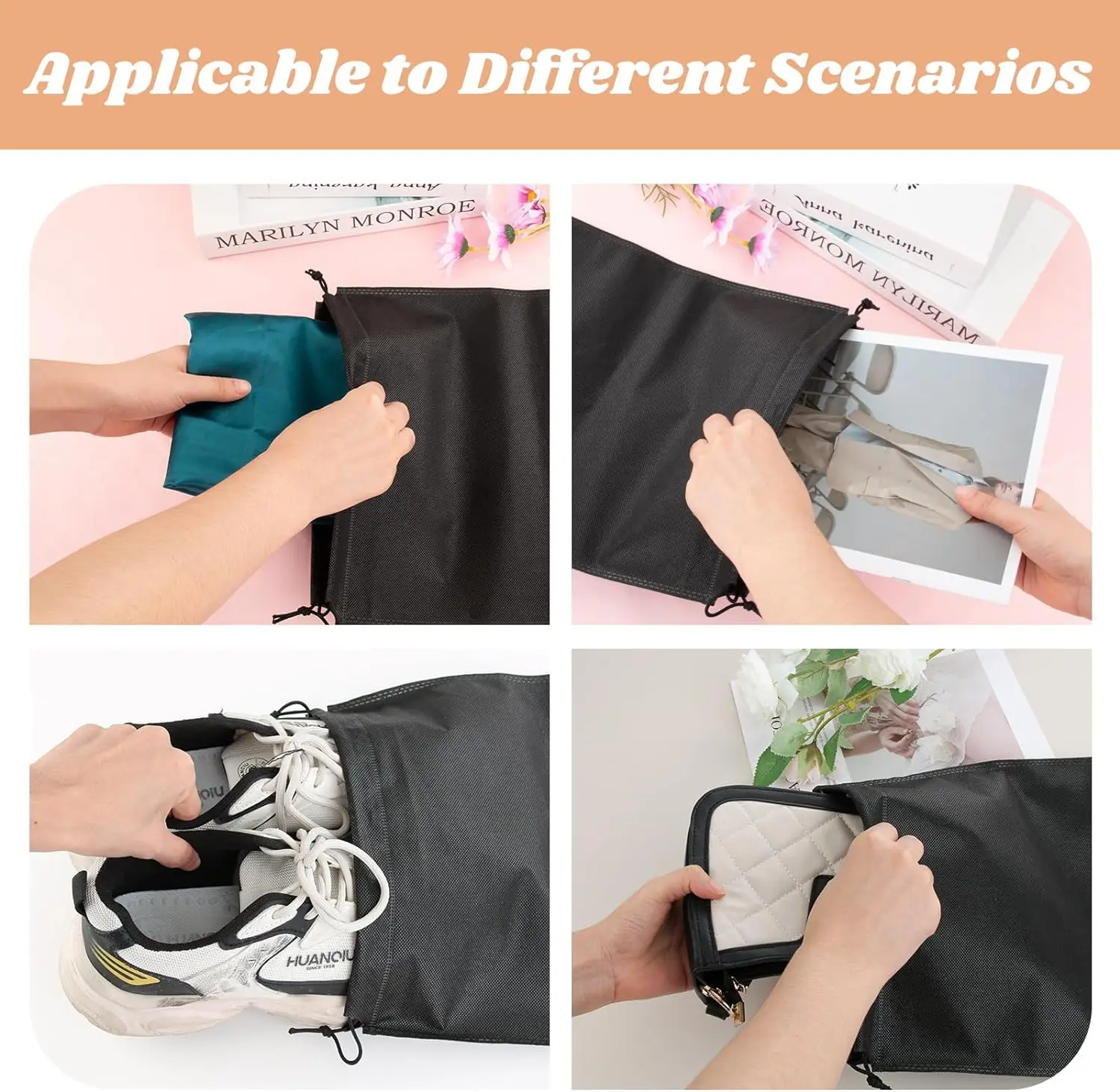 5/10PCS Travel Shoe Bag Portable Dustproof Drawstring Shoes Pouch Organizers Non-Woven Shoes Storage Bags for Sports Shoes Boots