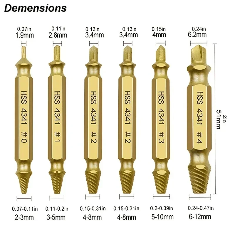 Demolition Power Tools Damaged Screw Extractor Set Drill Bit Stripped Broken Remover Small Easily Quickly Take Out Kit Easy