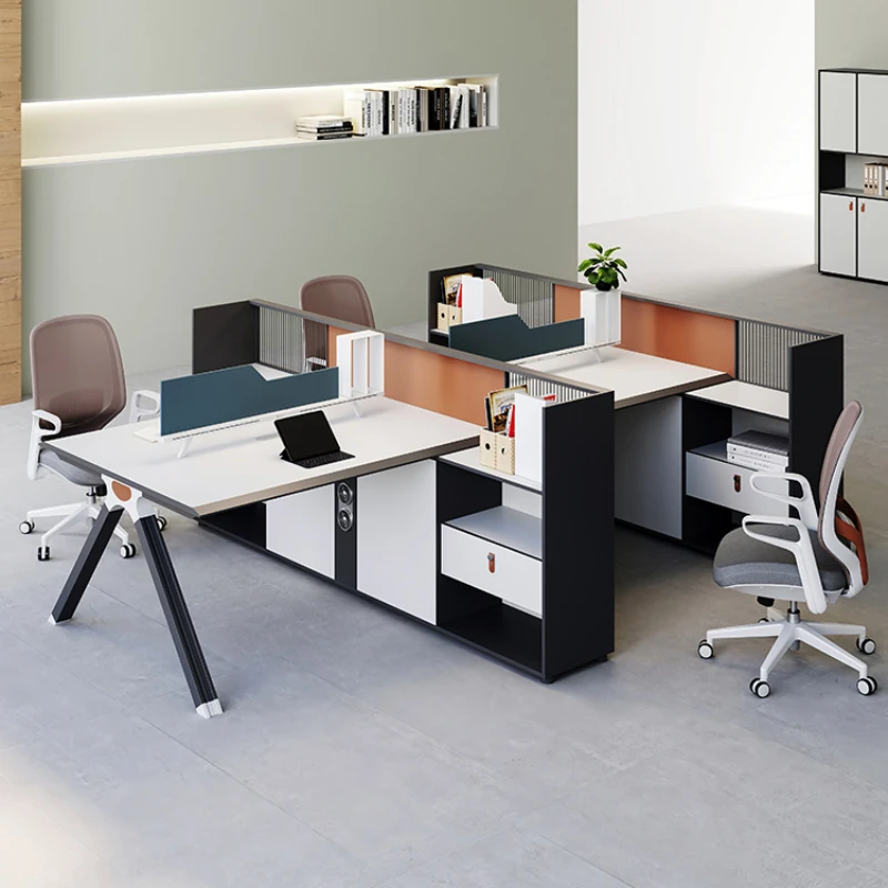 Staff desk modern minimalist workstation staff screen four-person financial card partition clerk office desk and chair