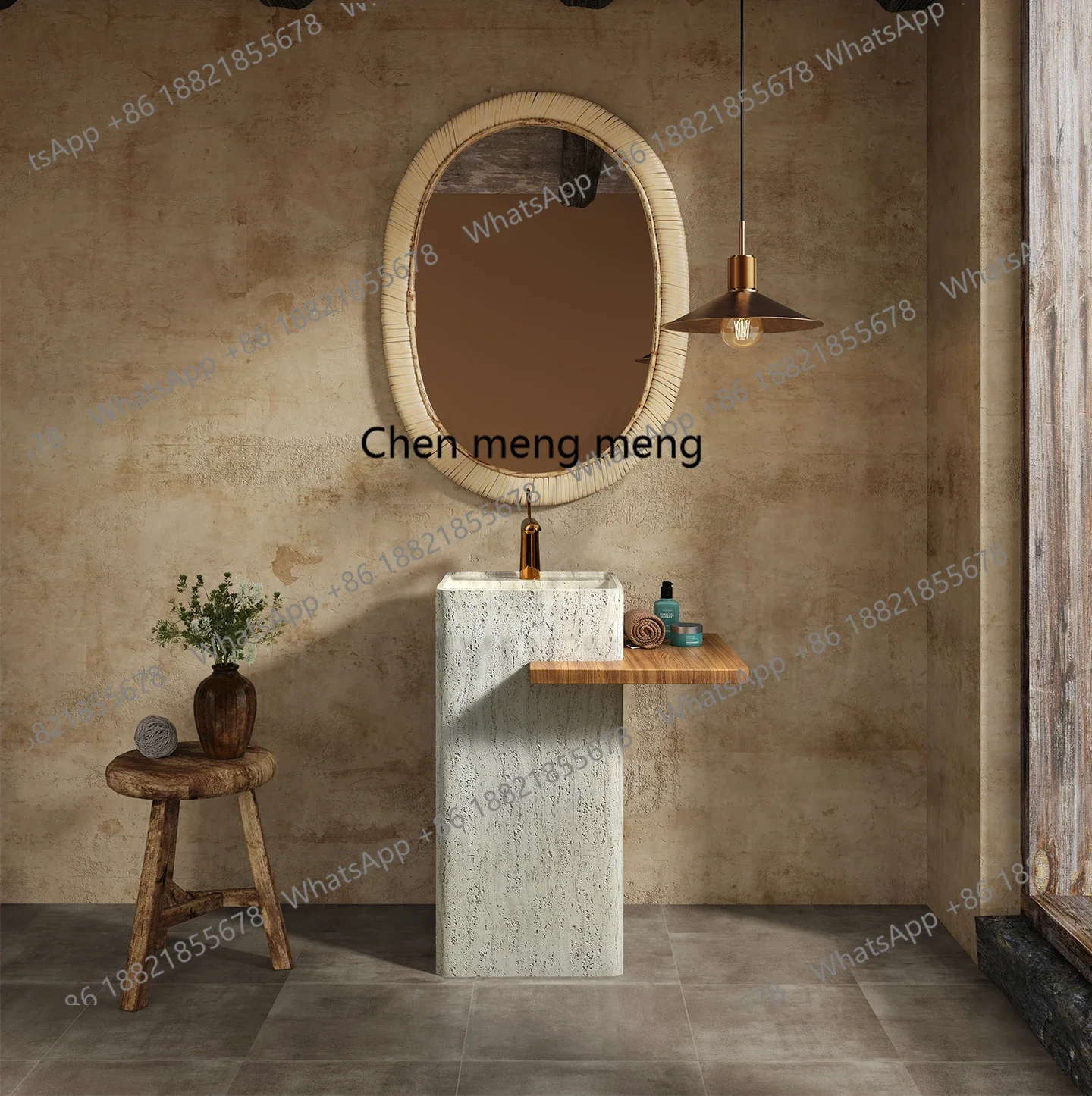 X  New square rounded corner floor-to-ceiling hand wash basin wash storage table