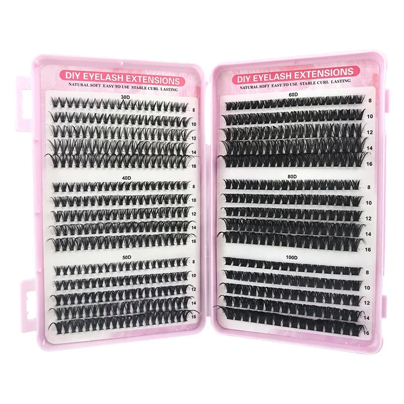 DIY Einzelwimpern-Set 30D 100D Flauschige D-Curl Wimpern in gemischten Längen, segmentierte falsche Wimpern, wiederverwendbares Wimpernverlängerungs-Kit für zu Hause – Detail 5