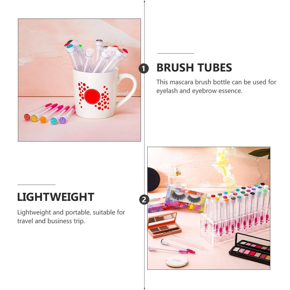 20 pezzi tubi per spazzole per ciglia bottiglie per mascara set fibra artificiale in plastica di alta qualità leggero portatile per l'uso quotidiano in viaggio