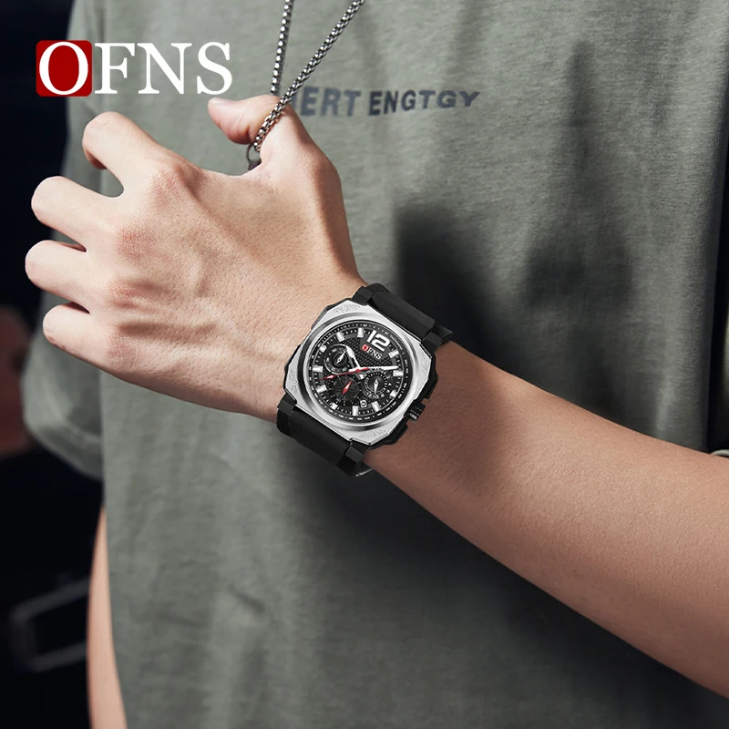 OFNS 8031 Men\'s Quartz Watch Casual Fashion Calendar Chronograph Waterproof Multifunctional Outdoor Sports Wristwatch