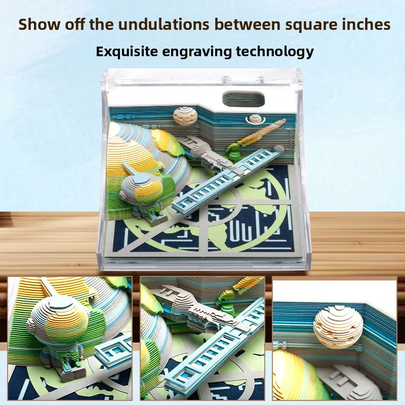 Seri Dirgantara 3D Stereo Sobek Catatan Tempel Hadiah Dekorasi Desktop Dirgantara Model Ukiran Kertas Hadiah untuk Anak-anak