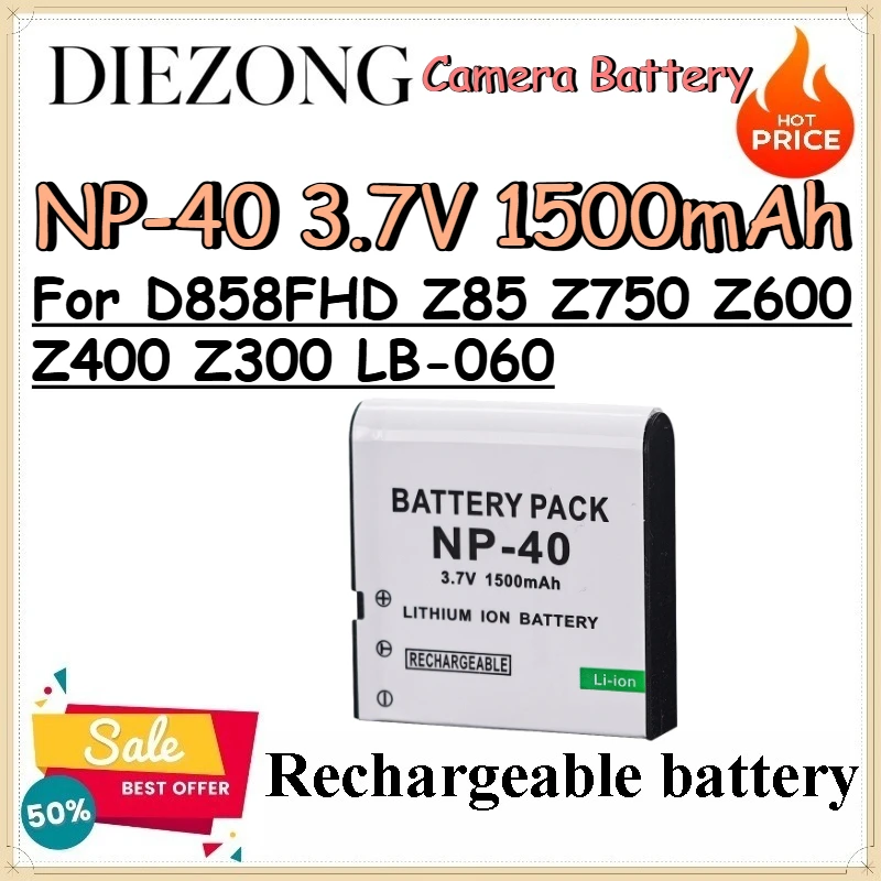 NP-40 3.7V 1500mAh Camera Battery for D858FHD Z85 Z750 Z600 Z400 Z300 LB-060 Replacement Lithium Battery for Camera