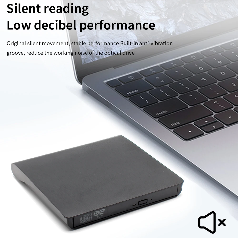 TISHRIC قارئ أقراص DVD الخارجية USB2.0/3.0/Type-c محرك الأقراص الخارجية CD-ROM DVD-ROM قراءة فقط لأجهزة الكمبيوتر المحمول المكتبي #2