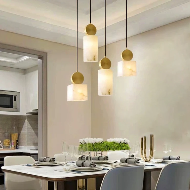 

All Copper Natural Marble Chandelier LED G9 Bedroom Bedside Living Room Sofa bar Restaurant Hotel Decoration Chandelier