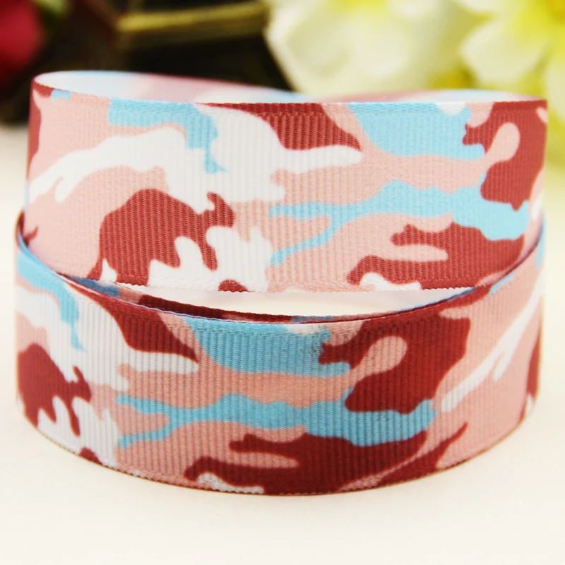 22mm 25mm 38mm 75mm Camouflage pattern Cartoon printed Grosgrain Ribbon party decoration 10 Yards satin ribbons