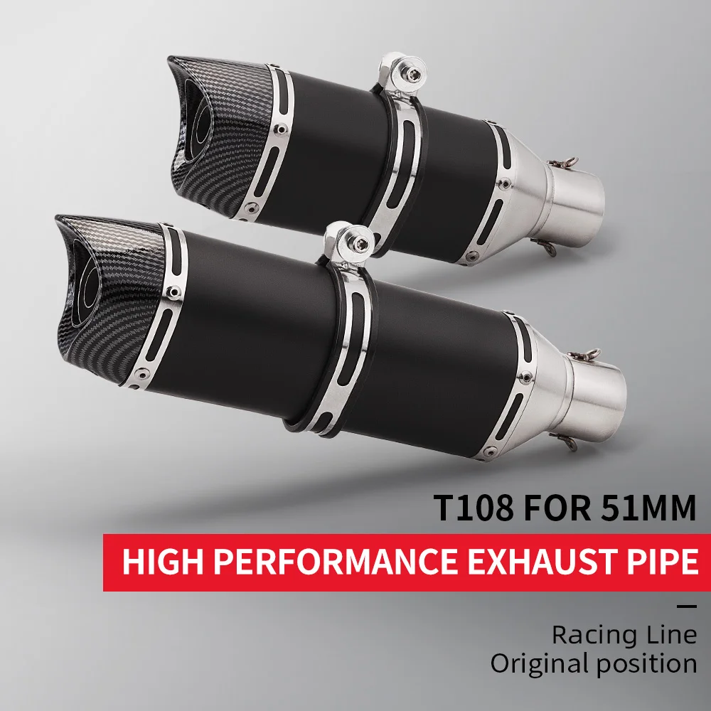 

Universal 51mm Motorcycle Exhaust Muffler Escape Pipe for Ninja400 ZX6R RSV4 MT07 MT09 R1 CB1000R GSXS1000 ZX10R TMAX530 560