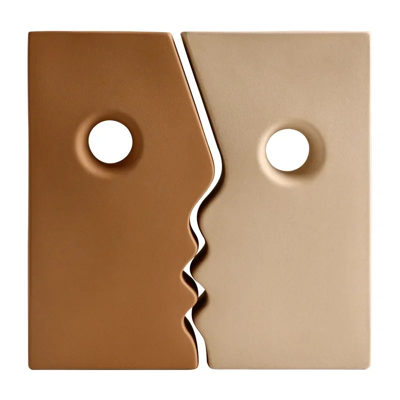 

Новая керамическая ваза с абстрактным рисунком на половину лица, Цветочная композиция, разборная ажурная Цветочная ваза, домашние фотовазы, горшки