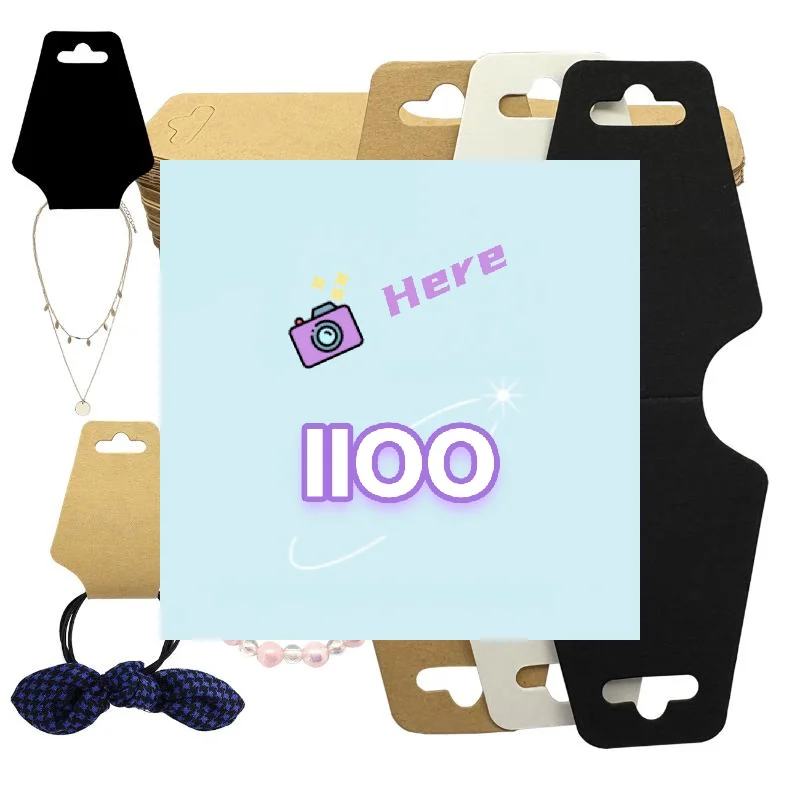 

100 шт. 5x12 см складные картонные карточки из крафт-бумаги для демонстрации ювелирных изделий, держатели для ожерелий и браслетов ручной работы, ценники для розничной торговли