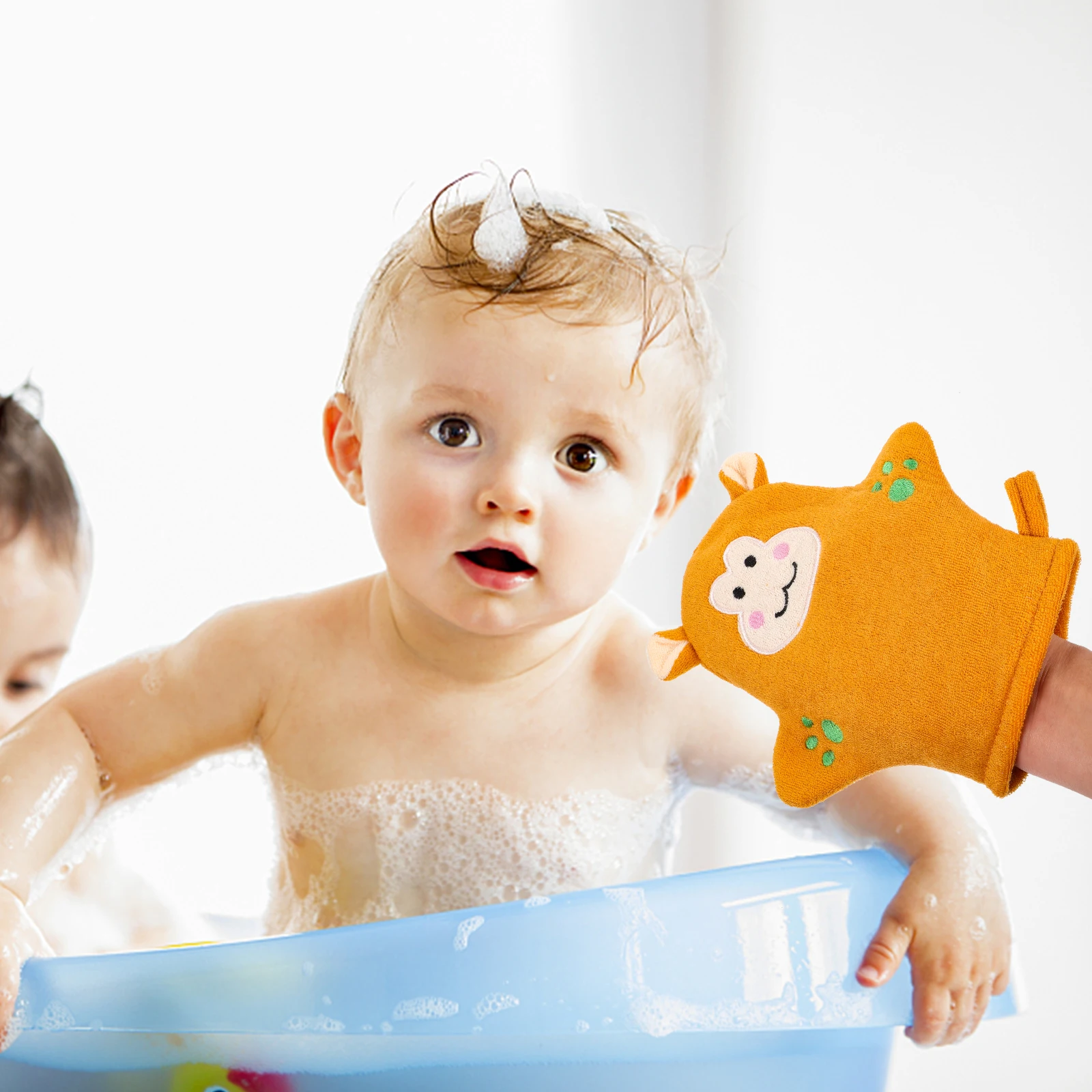 

5pcs Baby Bath Mitts Kids Shower Gloves Soft Cotton Infant Bath Supplies Fruit Shape Bright Color Body Scrubbing