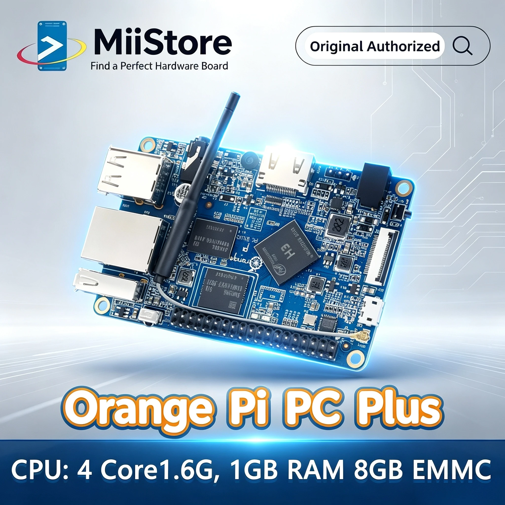 Orange Pi PC Plus Deve board RAM 1G with 8GB Emmc Flash ,Mini Open-Source Single Board,Support 100M Ethernet Port/Wifi
