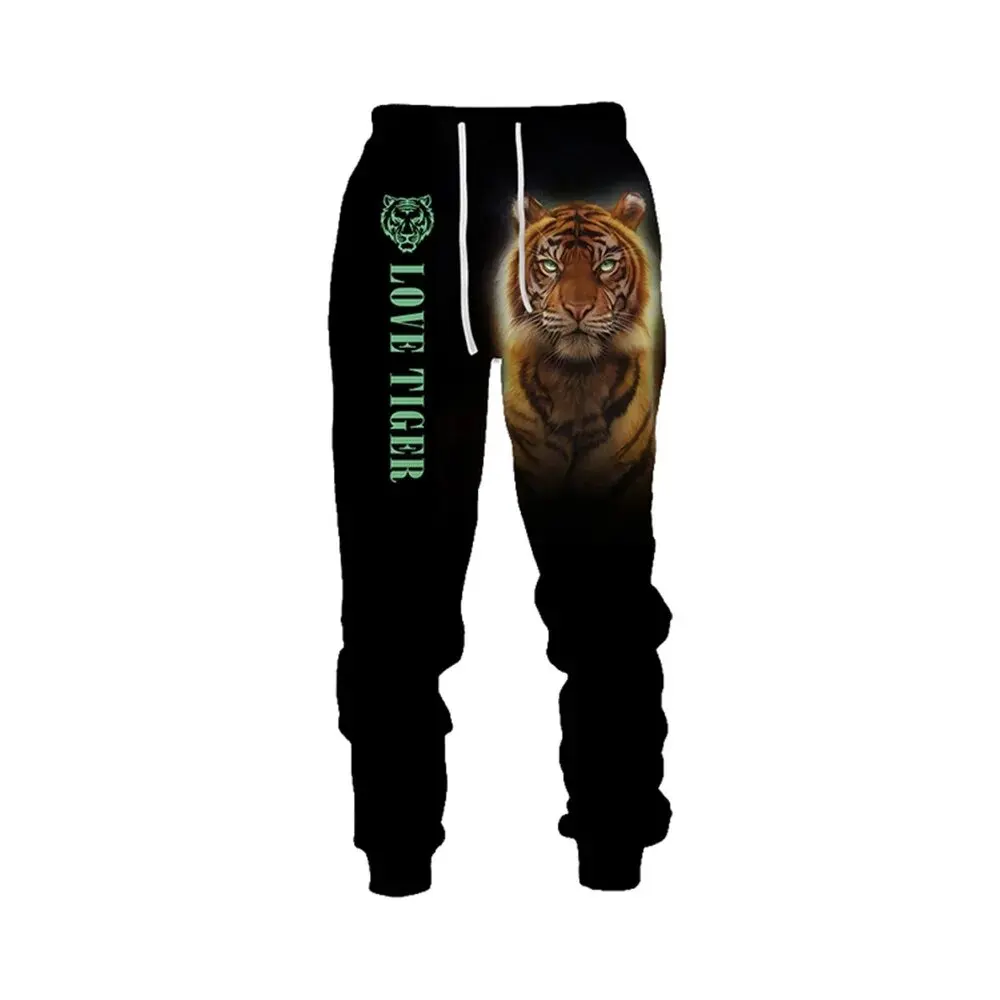 Fashion autumn men's sports pants with animal patterns tiger 3D printed pants unisex street casual sports jogging pants K0138