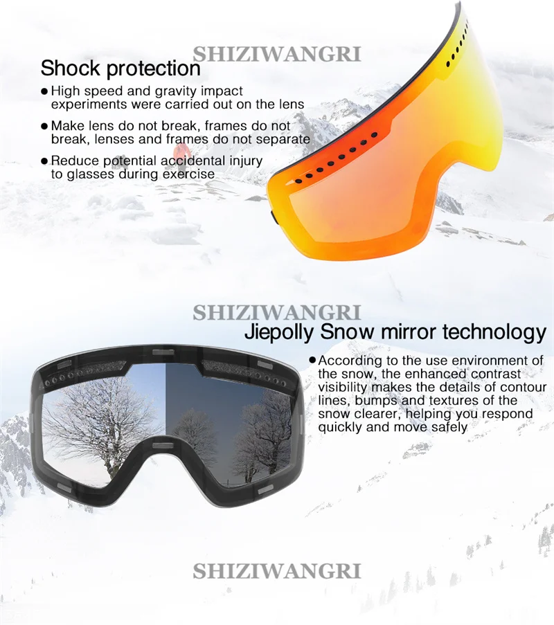 2022 New Double Layer Magnetic Ski Goggles Lens Skiing Anti-fog UV400 Snowboard Goggles Men Women Ski Glasses Eyewear