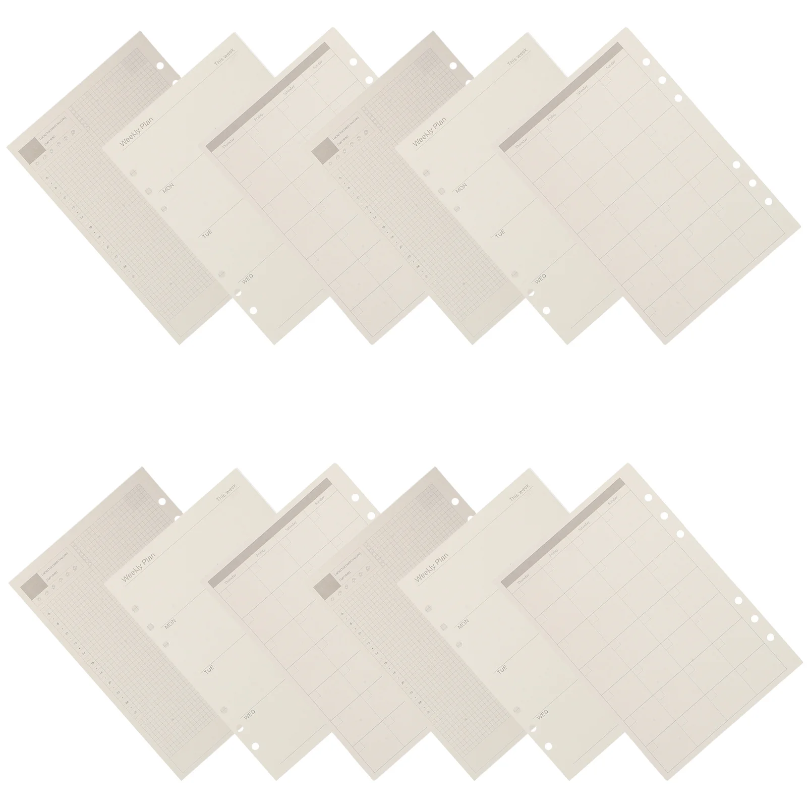 Inserti per pianificatore A5 Carta di ricarica perforata a 6 fori per la pianificazione giornaliera settimanale mensile Raccoglitore a righe Ricariche per notebook Sostituzione